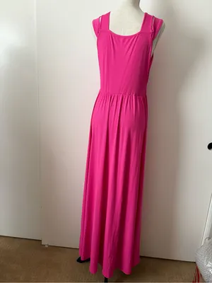 SHEIN Fuchsia Ruched V-Neck Sleeveless Maxi Dress thumbnail 4