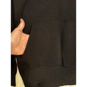 Mango MNG Black Knit Hoodie‎ Oversized minimalist Sweater kangaroo pocket NWT thumbnail 7