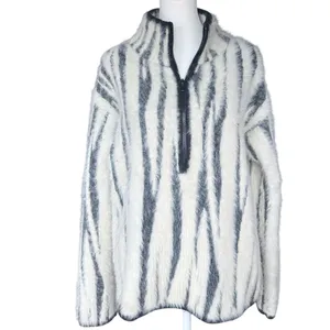 Anthropologie Cindy Eyelash Zebra 1/2 Zip Pullover Sz S‎ thumbnail 3