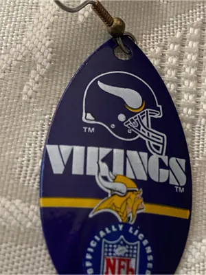 Minnesota Vikings Logo Oval Dangle Earrings 1.5”H NFL Football Purple Yellow New thumbnail 3