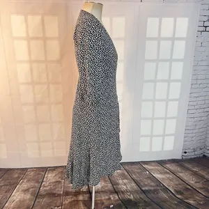 Abercrombie & fitch black and white spotted true wrap long sleeve dress size xsp thumbnail 4