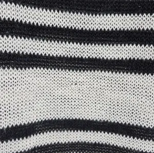 AQUA Bloomingdale’s boho summer beach Striped Black and White Sweater Medium thumbnail 4
