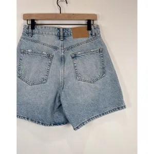 ZARA Womens Denim Shorts Blue Mom Jean High Rise Zip Fly Medium Wash Size 6 thumbnail 8