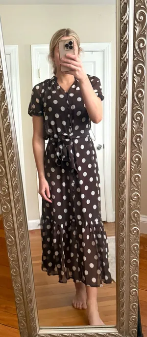 Bailey 44 Polka Dot Short-Sleeve Tiered Dress in Brown thumbnail 1