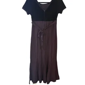 Be Smart Vintage 90s Purple Velvet Empire Maxi Dress 5/6 Whimsigoth Vamp Grunge‎ thumbnail 3