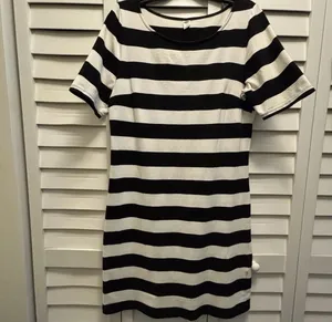Old Navy Dress Large Black White Stripe Nautical French Coastal Grandma Chic Y2K thumbnail 3
