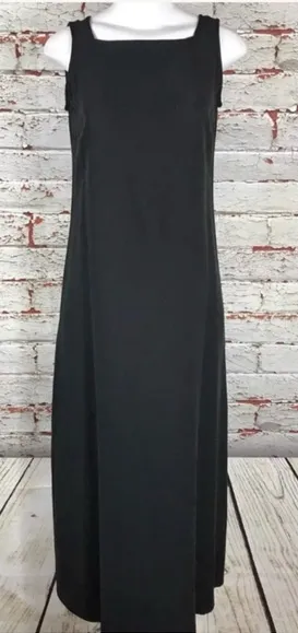 Eileen Fisher Dress Size Small 100% Silk Black Maxi Sleeveless Casual Career thumbnail 1