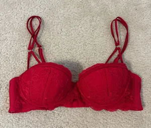 H&M Red Lace Balconette Bra with Double Straps thumbnail 1