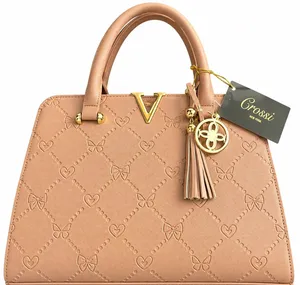 Grossi Nude Embossed Satchel Handbag thumbnail 1