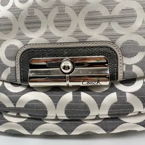 Coach Kristen Shoulder Bag Op Art Ombre Gray Fabric and Leather Purse 16793 thumbnail 3