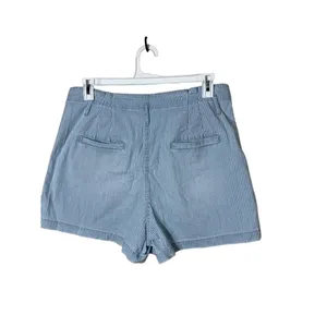 American Eagle Mom Shorts Size US 14 Striped Light Blue Pleated High Rise Casual thumbnail 4