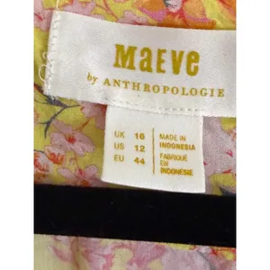 Maeve Anthropologie Ashlee Ruffled Blouse‎ 12 Yellow Floral V-Neck Sleeveless thumbnail 5