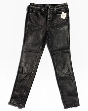 NWT Free People We The Free Coated Black High Rise Skinny Jeans‎ Raw Hem Size 28 thumbnail 1