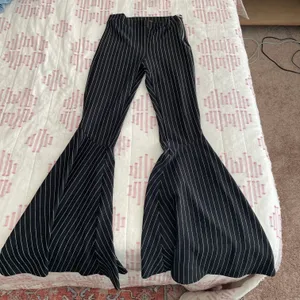 ASOS Bershka Soft Striped Bell Bottom Flare Pants thumbnail 1