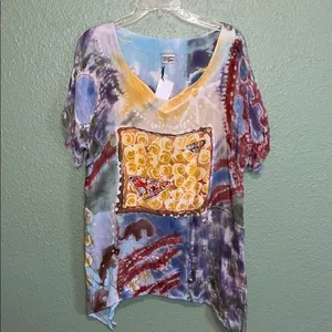 Vintage Artsy Hand dyed top watercolor painted style thumbnail 2