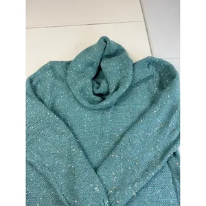 Molly Bracken‎ Teal Blue Cowl Neck Tunic Sweater Metallic Speckled L/XL LA499H20 thumbnail 5