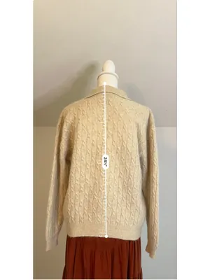 Charter Club Cable Knit Polo Sweater Beige Size M thumbnail 6