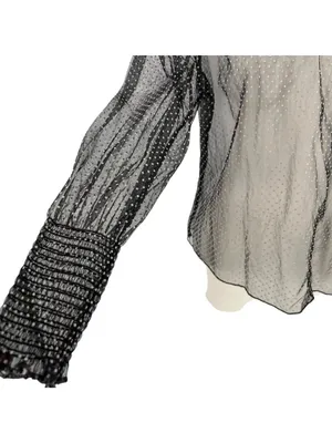 Zara Goth Romantic Sheer Black Polka Dot Long Sleeve Blouse Size Medium thumbnail 4
