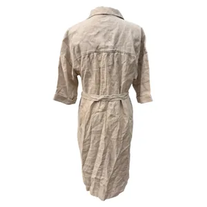 Tahari Womens 100% Linen Belted Button Down Shirt Dress Tan Beige Small thumbnail 7