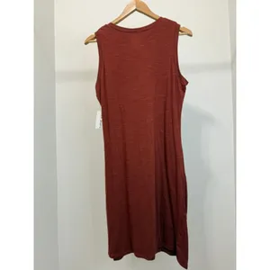 Nine West Side Ruched Sleeveless Dress Rust NWT SzXL thumbnail 2
