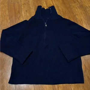 Navy Blue Knit Quarter Zip Size M thumbnail 1