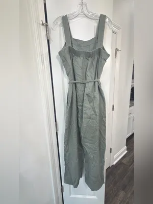 Quince Olive Tie-Waist 100% Linen Pantsuit thumbnail 3