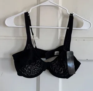 NWT Donna Karan Intimates black‎ lace unlined underwire bra size 36C thumbnail 1
