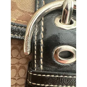 Vintage y2k Coach Soho Patchwork Hobo Bag Signature Jacquard Leather Trim Buckle thumbnail 11
