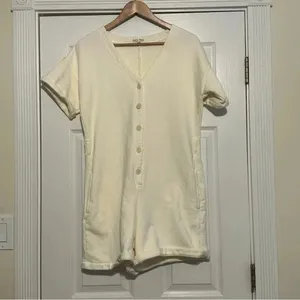 Alex Mill French Terry Romper Playsuit Cream V-Neck‎ Women's Size Medium thumbnail 2