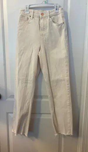 zara size 2 cream straight leg jeans thumbnail 1