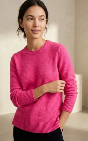 J. Crew hot pink Crewneck sweater extra-soft yarn wool style BB083 preppy small thumbnail 1