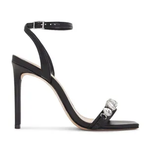 $138 Revolve Statement Black Lylah Strappy Rhinestone Sandal Heels 6 thumbnail 1