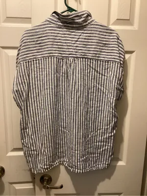 Orvis Blue and White Striped Casual Button-Down Shirt thumbnail 3