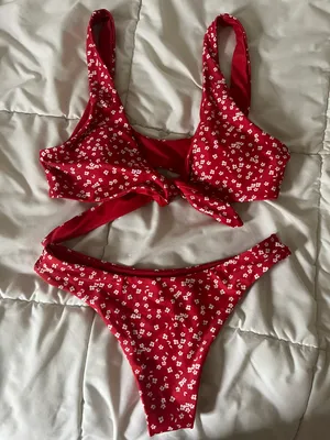 SheIn Red Floral Bikini thumbnail 1
