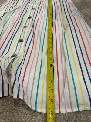 J Crew Factory Rainbow Stripe Button Front Poplin Midi Skirt Multicolored Size S thumbnail 6