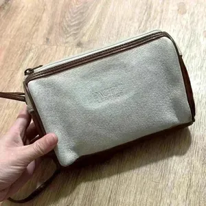 Pacific Leather | Brown Cream Two Tone Small Zip Shoulder Purse Crossbody Bag‎ thumbnail 3