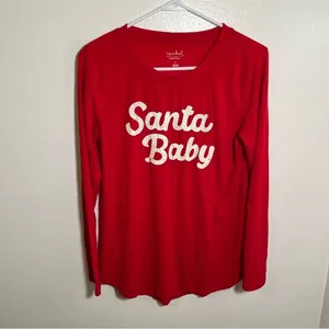 Isabel Maternity Women's Size Small Santa Baby Holiday Graphic Long Sleeve Tee‎ thumbnail 2