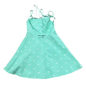 ZARA Mint Green Polka Dot Mini Dress XS Spaghetti Straps Backless Pockets thumbnail 4