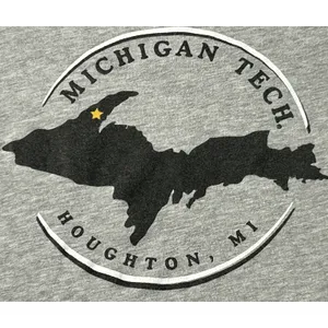 Gear For Sports Michigan Tech Women Small Shirt Long Sleeve UP Map Gray MTU thumbnail 3