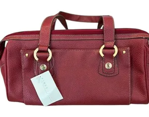 NWT First Issue red pebbled faux leather bag 1 inside & outside pocket zip close thumbnail 1