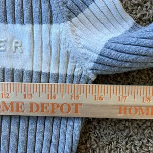 Tommy Hilfiger vintage y2k Women's Medium Ribbed Henley Snap Sweater Gray‎ White thumbnail 5