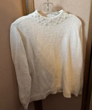 Elle Pearl-Detail Mock Neck Sweater Large thumbnail 1