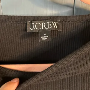 J. Crew Black Short Sleeve Top with Puff Sleeves Ruffle Detail | Medium thumbnail 3
