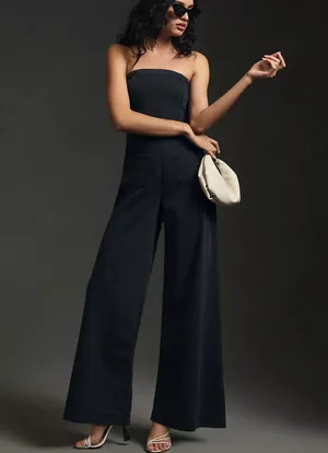 Anthropologie Pilcro Strapless Polished Wide-Leg Denim Jumpsuit, Size 4 thumbnail 3