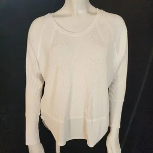 Lazy Sundays White Waffle Knit Long Sleeve Top (S) thumbnail 3