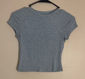 Classic Heather Gray Crop Tee - Women's Short Sleeve Top thumbnail 1