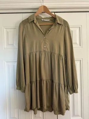 Long Sleeve Tiered Green Dress thumbnail 3