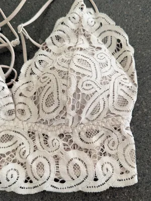 PINK Victoria's Secret Lace Crisscross Bralette - Cream size M thumbnail 5