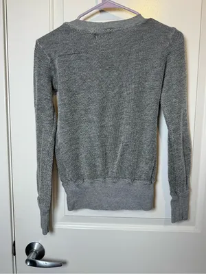 Monrow Gray Crewneck Sweater with Chest Cutout thumbnail 4