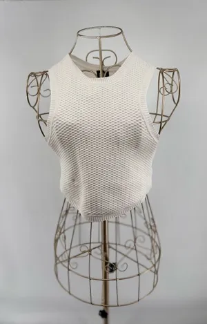 BDG Urban Outfitters Waffle Knit Sleeveless Crop Top Size M White thumbnail 1